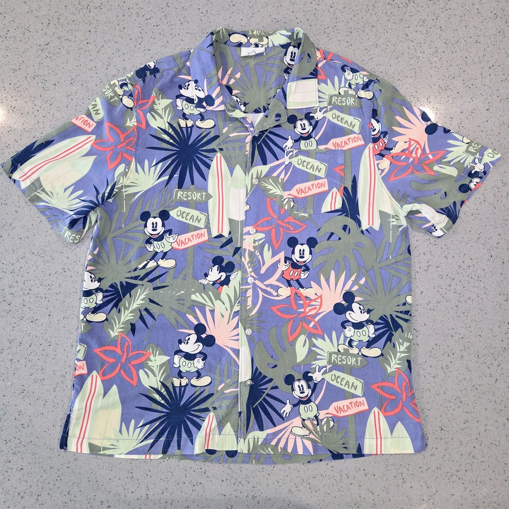 Disney Parks Mickey Mouse Hawaiian Button-Up Shirt